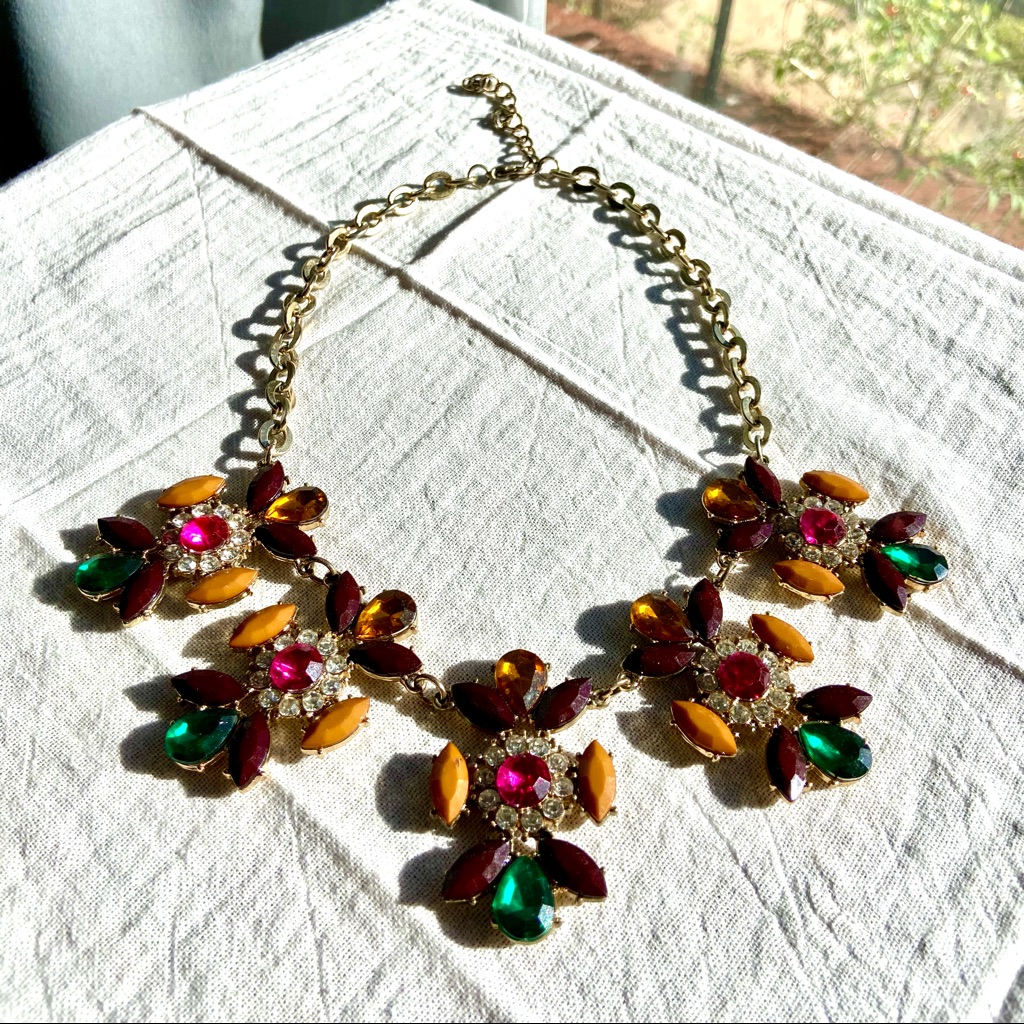 Autumn Colors Rhinestone Statement Necklace